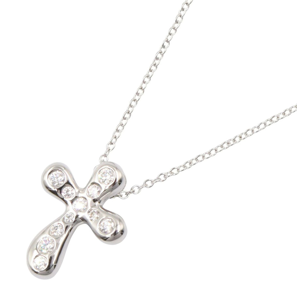 Tiffany Co Victoria Diamond Cross Pendant Necklace Sterling Silver
